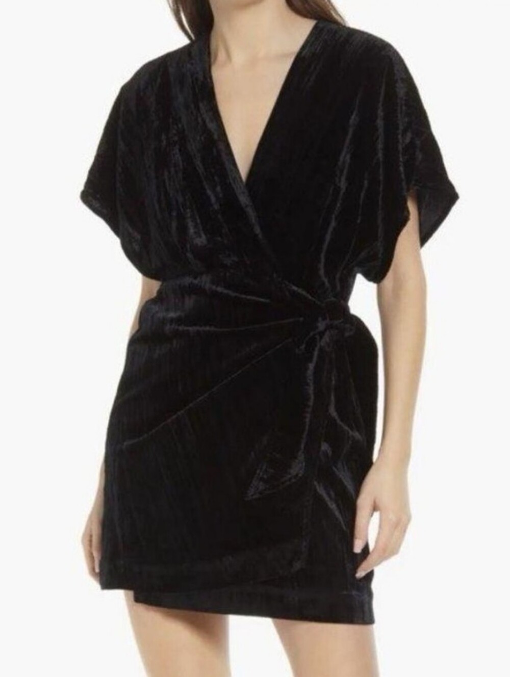 NWT! & Other Stories Black Velvet Wrap Dress Size 6